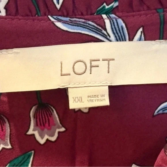 NWOT~Ann Taylor Loft~Floral Lace Trim Purple Plum Sleeveless Blouse~Size XXL~125 - Picture 5 of 9